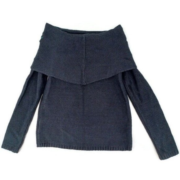 CLOUD CHASER Juniors Sz S Off-the-Shoulder Embroidered Floral Sweater Jet Black - Picture 7 of 16